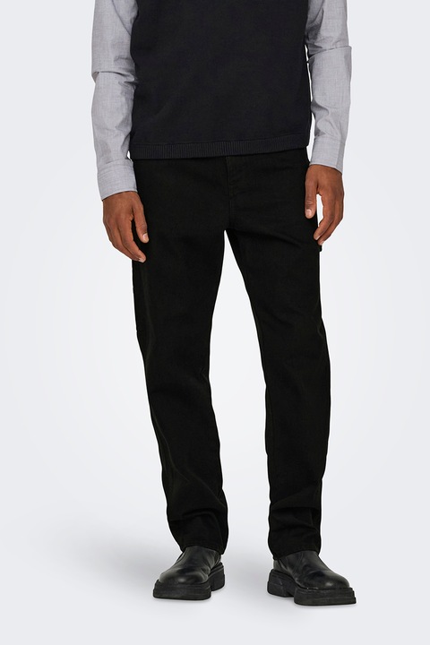 Only & Sons, Pamuttartalmú farmernadrág zsebekkel, Fekete