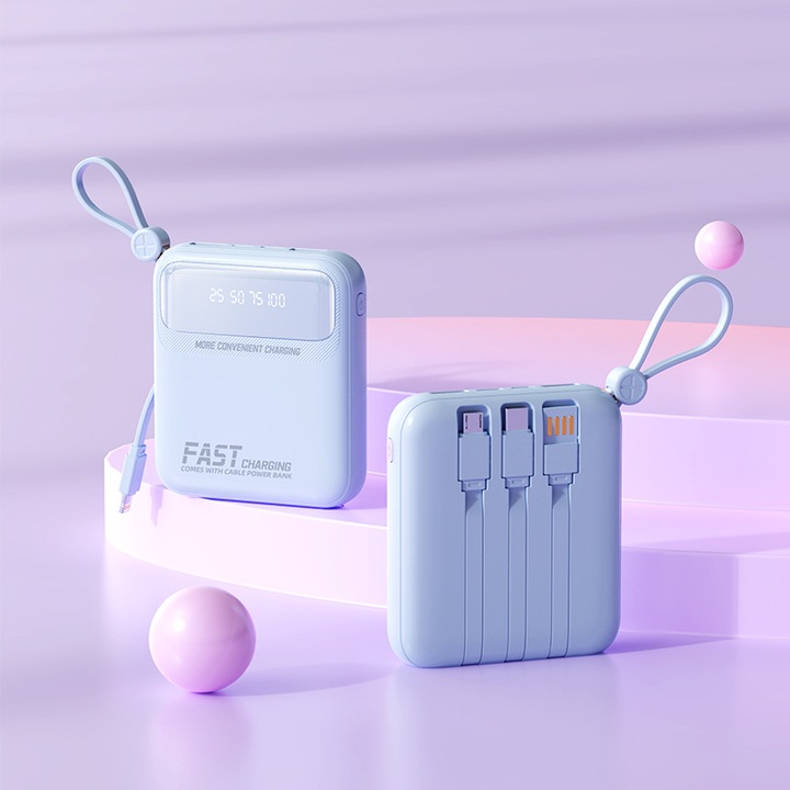 Мини powerbank с голям капацитет, 5000mAh, син