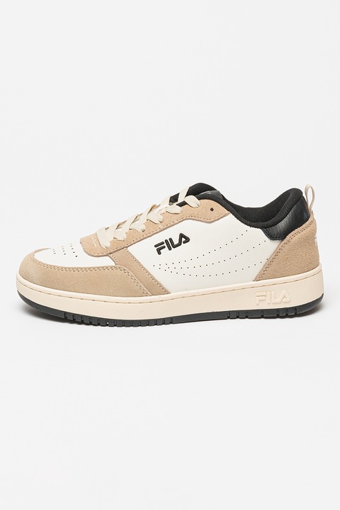 Fila, Pantofi sport cu insertii de piele intoarsa ecologica Rega, Alb/Negru/Grej, 36