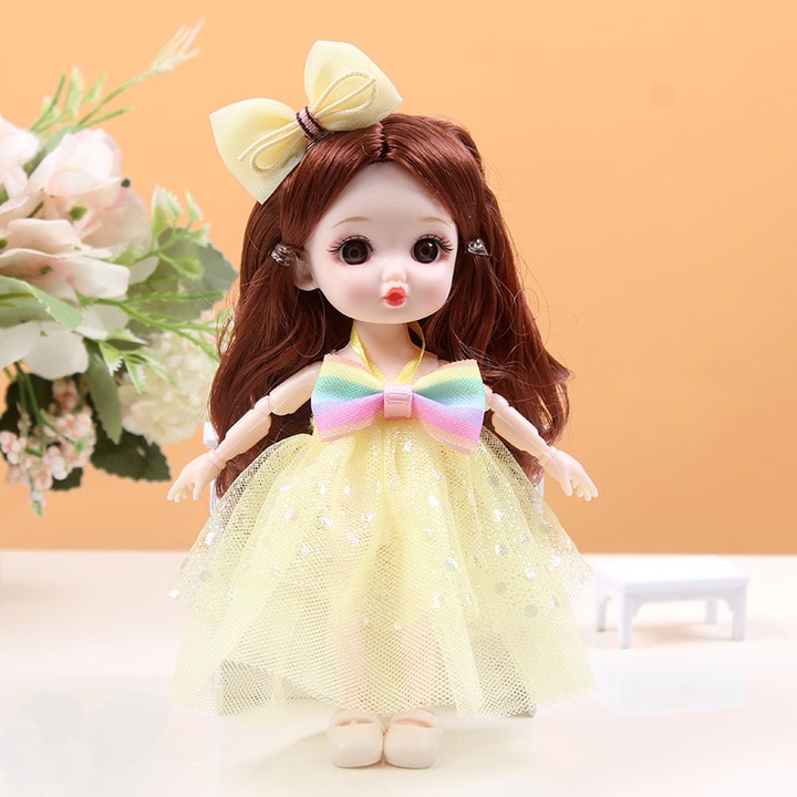 Szuper aranyos, 13 ízületes, öltöztethető hercegnő babaszett, 17 cm, a folyamatosan megújuló, eklektikus divatot követő Barbie kislány ajándék játék.