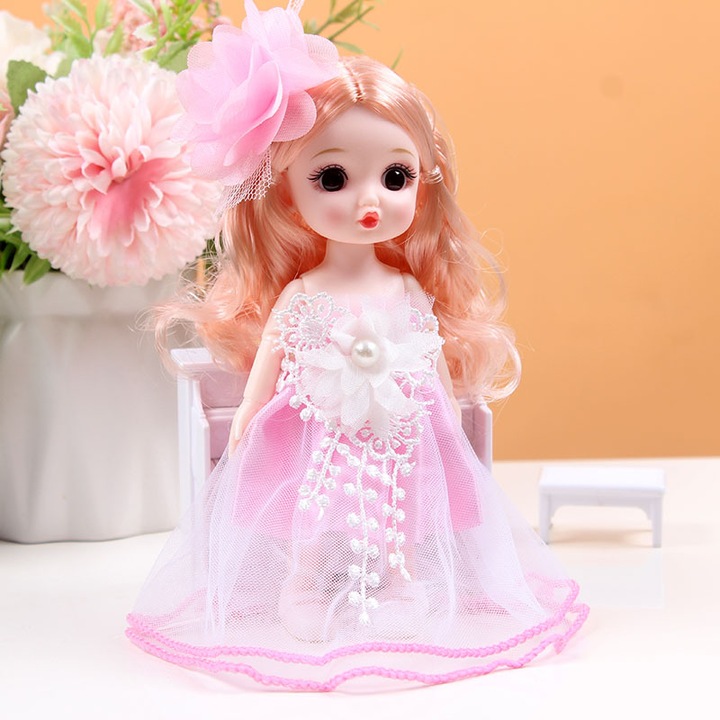 Szuper aranyos, 13 ízületes, öltöztethető hercegnő baba szett, 17 cm-es, állandóan zavaros trendű Barbie kislány ajándék játék