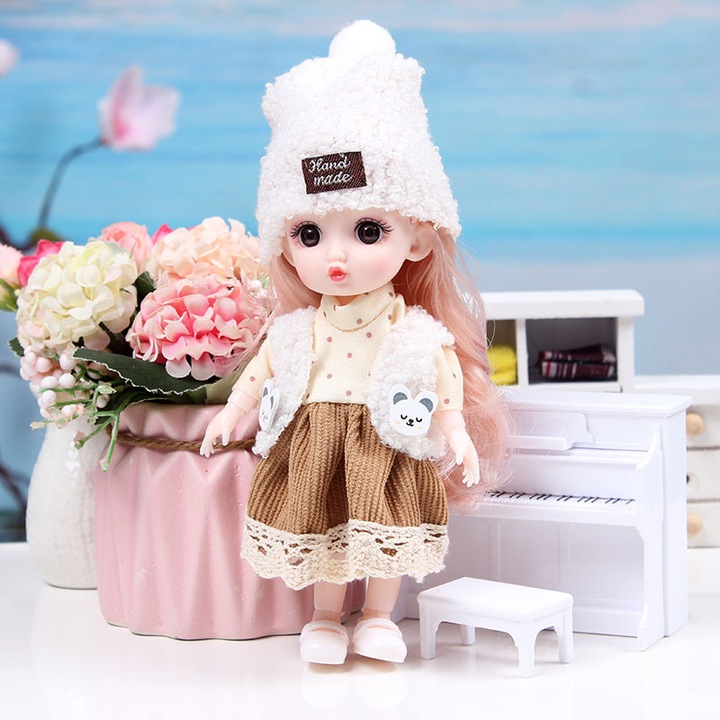 Szuper aranyos, 13 ízületes öltöztethető Hercegnő baba szett, 17 cm. Zavaros, állandó trend Barbie kislány ajándék játék.