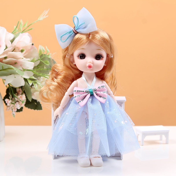 Szuper aranyos, 13 ízületes, öltöztethető hercegnő babaszett, 17 cm, zavaros, állandó Barbie-trend, kislány ajándék játék