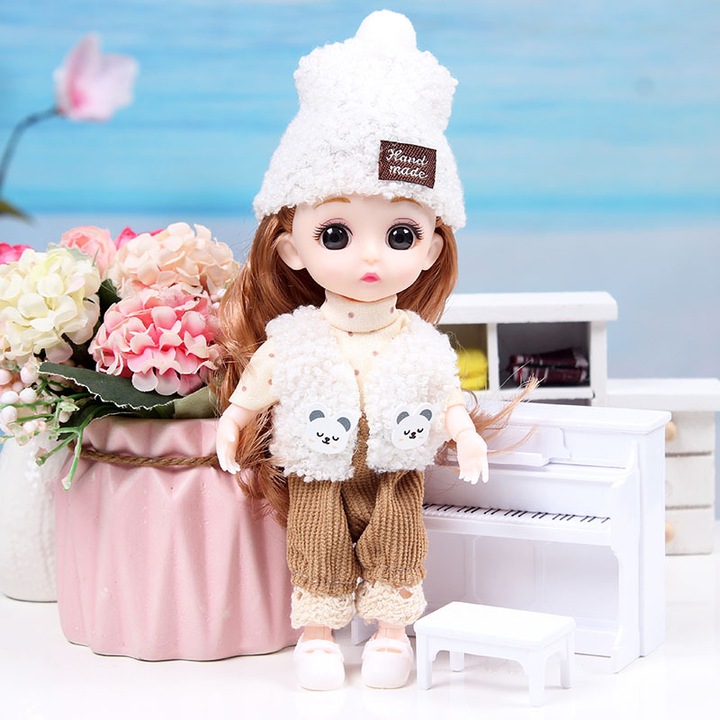 Hercegnő szett, szuper aranyos baba 13 ízülettel, 17 cm, folyamatosan trendi, zavart, játék ajándék kislánynak.