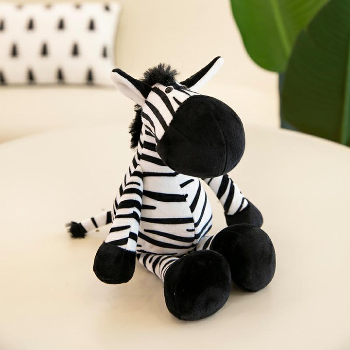 Jucarie de plus zebra, 25cm, Alb/Negru