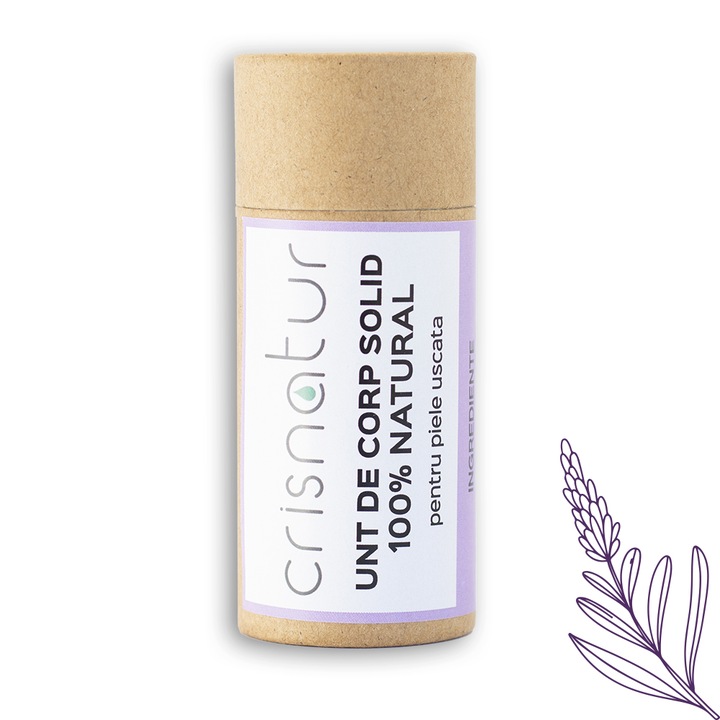 Unt de corp solid piele uscata cu lavanda - natural 100% - realizat manual, 60g