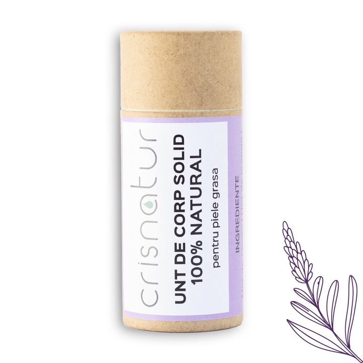 Unt de corp solid piele grasa cu lavanda - natural 100% - realizat manual, 60g