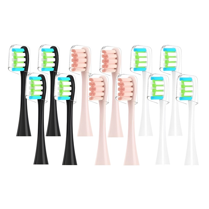 Set 12 capete pentru periuta de dinti electrica Oclean ONE SE AIR AIR2 X X10 ULTRA PRO ELITE DIGITAL ENDURANCE FLOW Z1 F1, schimb de inalta calitate, negru, alb, roz