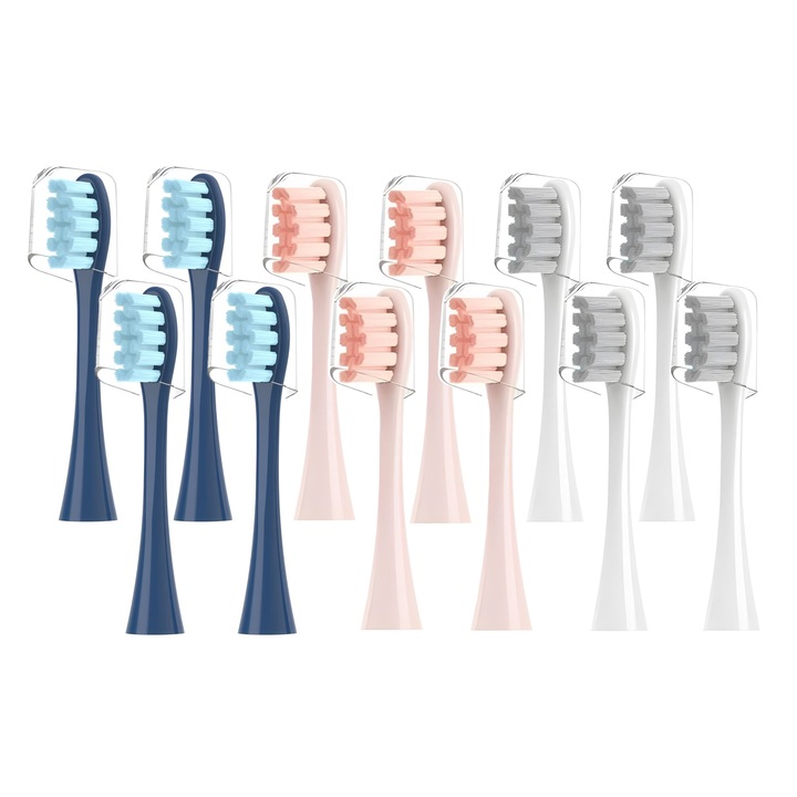 Set 12 capete pentru periuta de dinti electrica Oclean ONE SE AIR AIR2 X X10 ULTRA PRO ELITE DIGITAL ENDURANCE FLOW Z1 F1, schimb de inalta calitate, albastru, roz, alb/gri