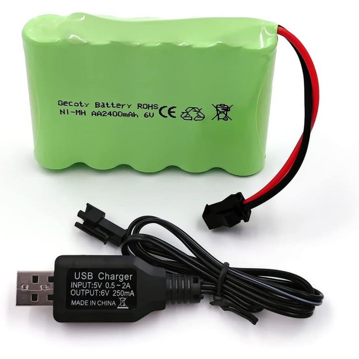 Baterie 6V 2400mAh Ni-MH AA, PsAyl®, cu SM-2P 2Pin Plug pentru RC Truck Cars