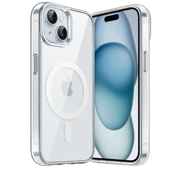 Carcasa magnetica transparenta pentru telefon mobil, potrivita pentru iPhone 15