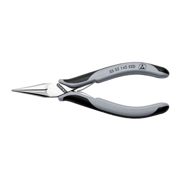 Cleste patent electronisti Knipex cap polizat maner multicomponent ESD 145 mm