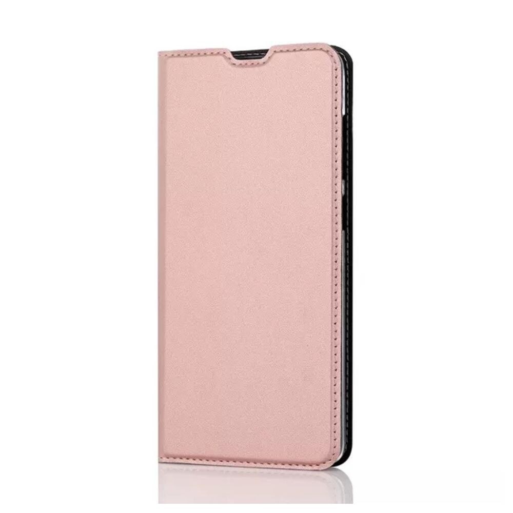 Husa tip carte compatibila cu Samsung Galaxy A71, G-Tech Flip Book, inchidere magnetica, buzunar card, premium stand, Roz