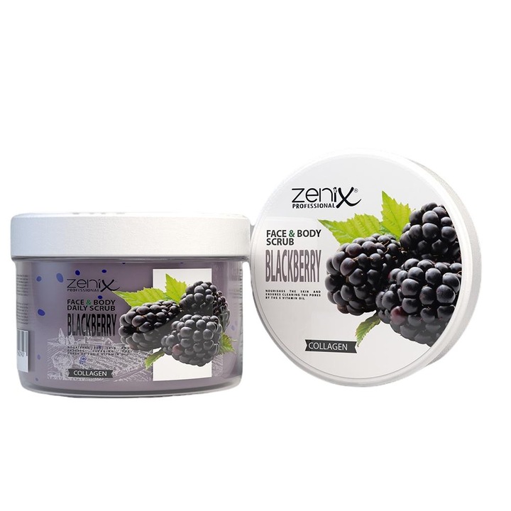 Scrub pentru Fata si Corp, Zenix, 275ml, cu ulei de vitamina E si D-panthenol, negru
