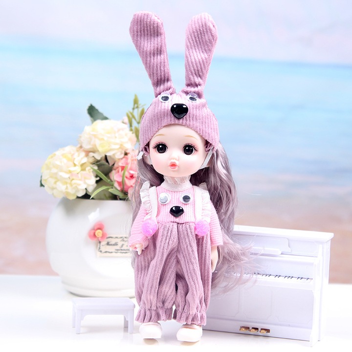 Szuper aranyos, 13 ízületes öltöztethető hercegnő babaszett, 17 cm. Állandóan zavaros Barbie-trend kislány ajándék játék.