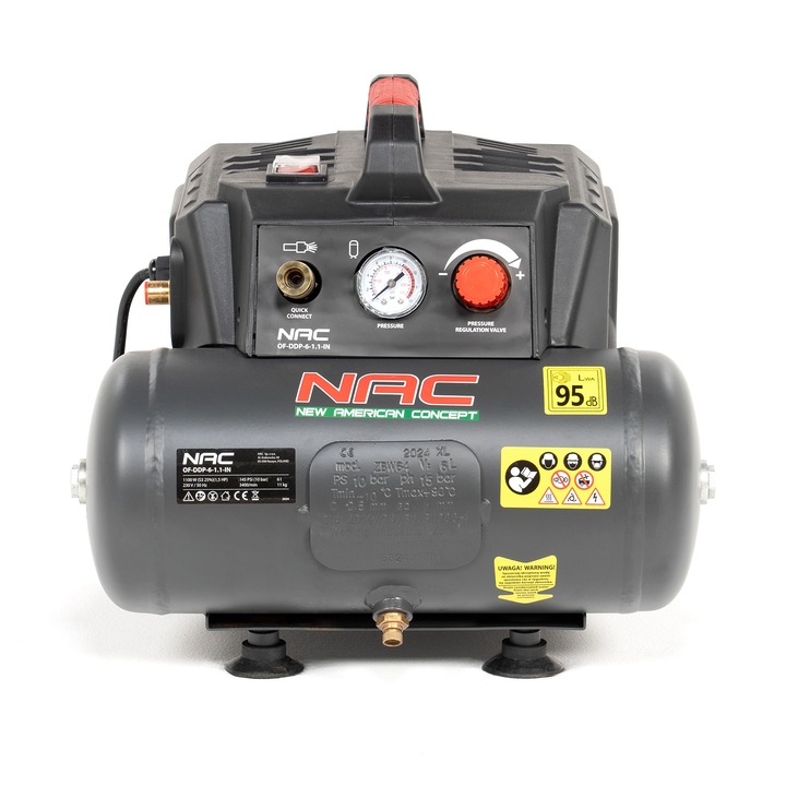 Compresor portabil NAC, 6l, 1100W, 10 bar, 135 l/min
