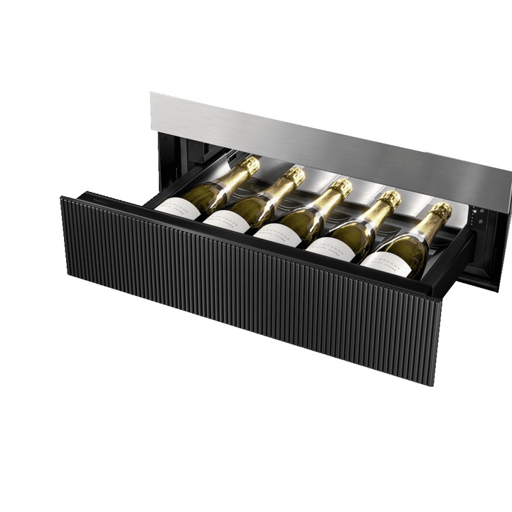 Racitor de vin tip sertar incorporabil Dometic, DrawBar 5S, 5 sticle, cu compresor, temperatura reglabila 5°C-17°C​​​​​​​, lumina LED, dezghetare automata, rezervor de apa pentru umiditate ideala, design premium, negru