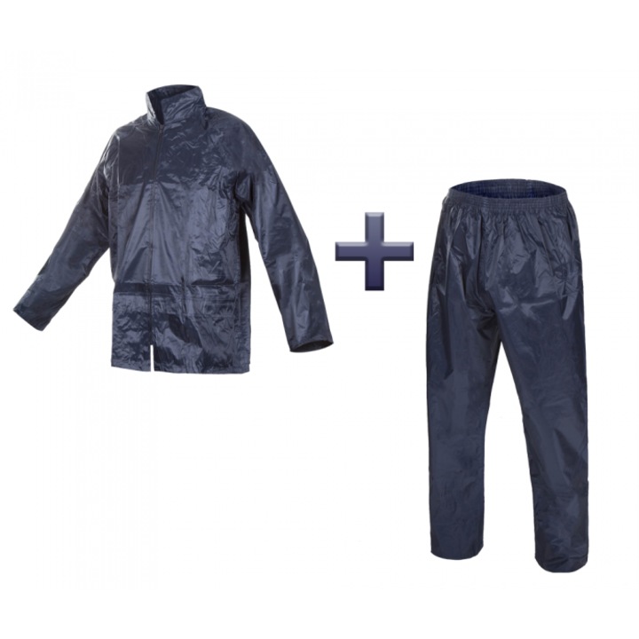 Set haine de ploaie Artmas, geaca cu gluga si pantaloni, nailon, multicolor, M