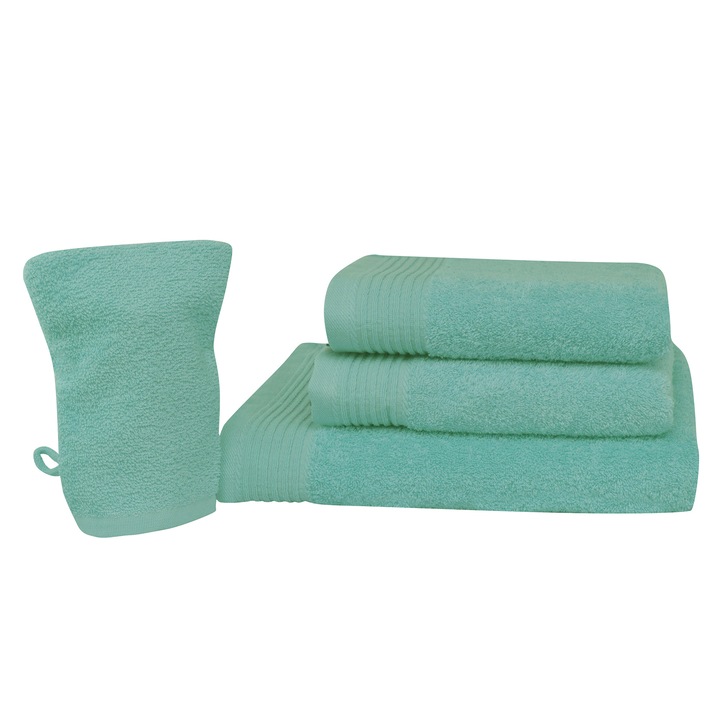 Set baie 4 produse Lux Collection, Menta, 100% bumbac Terry Selection, 550 gr/mp