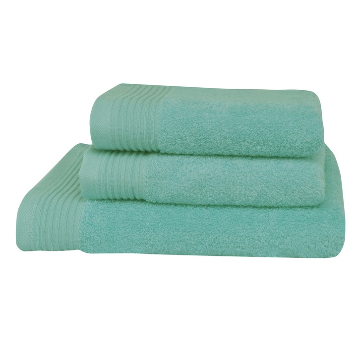 Set 3 prosoape Lux Collection, Menta, 100% bumbac Terry Selection, 550 gr/mp
