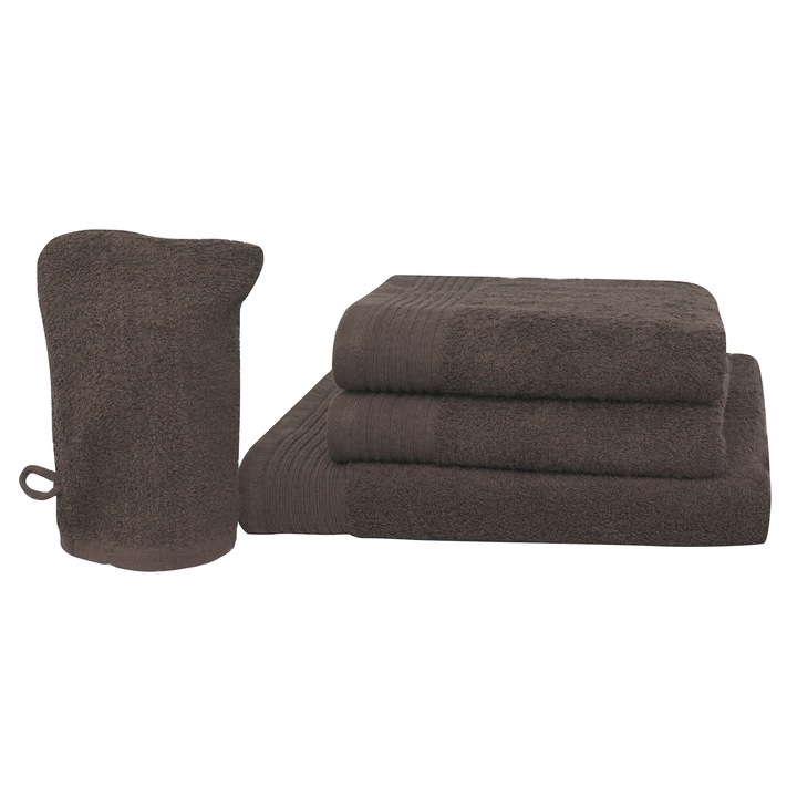Set baie 4 produse Lux Collection, Taupe, 100% bumbac Terry Selection, 550 gr/mp