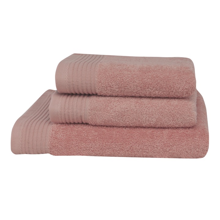 Set 3 prosoape Lux Collection, Somon, 100% bumbac Terry Selection, 550 gr/mp