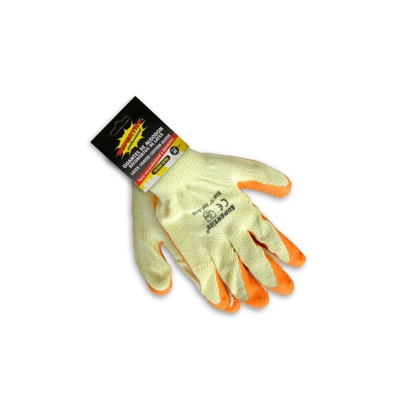 Manusi protectie bumbac si latex Supertite, portocaliu/galben, marime M