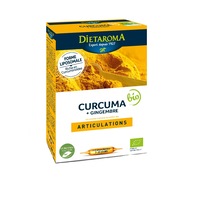 Curcuma Bio Turmeric si ulei de Ghimbir, Dietaroma, 20 Fiole buvabile de 10ml, pentru articulatii