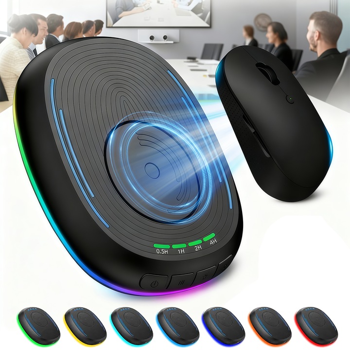 Mouse Jiggler Pentru Simularea Miscarii Mouse-Ului, JFYU, Slim Dispozitiv Mouse Jiggle, Mouse Jiggler pentru Simularea Miscarii, Silentios, cu Timer Ajustabil, Iluminare Ambientala, Buton ON-OFF, Fara Driver, Functie de Auto Click, Nedetectabil, Negru