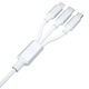 Кабел за данни 3в1, 3MK, Бял, 1.5m, MicroUSB/Lightning/USB-C