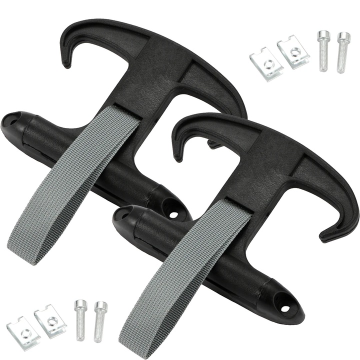 Set 2 carlig pliabil tip organizator de portbagaj pentru cumparaturi, agatarea pungilor si sacoselor, Axroad Mall, Usor de utilizat, Plastic, 14 x 11cm, Negru