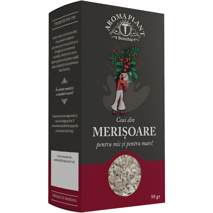Ceai din frunze de Merisoare, 100% natural, fara aditivi sau pesticide, I. Bonchis, 50g, Aroma Plant