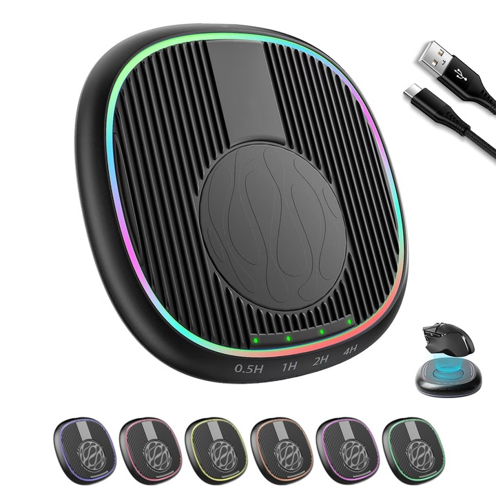 Mouse Jiggler Pentru Simularea Miscarii Mouse-Ului, JFYU, Slim Dispozitiv Mouse Jiggle, Mouse Jiggler pentru Simularea Miscarii, Silentios, cu Timer Ajustabil, Iluminare LED, Buton ON-OFF, Fara Driver, Nedetectabil, Negru