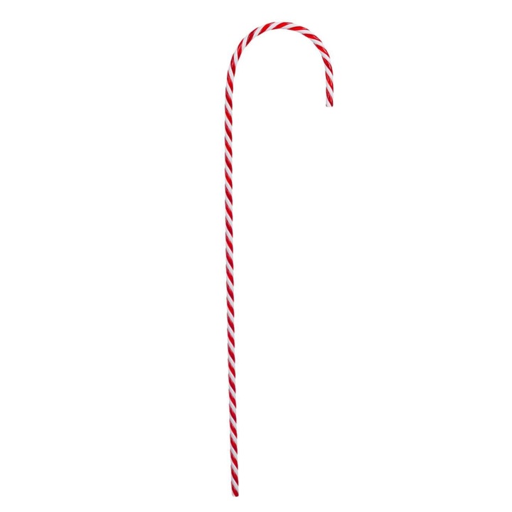 Baston Decorativ Craciun, Model Rosu Alb, 59cm, Plastic