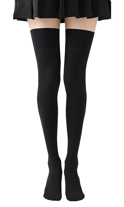 Дълги дамски чорапи над коляното, Axroad Mall, Слънцезащита, Удобни и еластични, Устойчиви на износване, Не се плъзгат лесно, 65 см, Памук, Черни