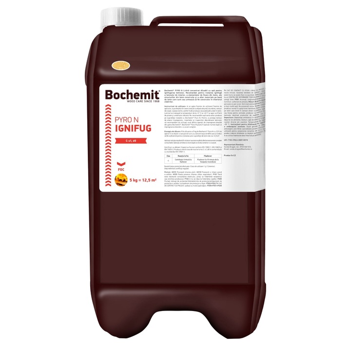 Ignifugant concentrat pentru lemn, interior, Pyro N Bochemit, 25 kg