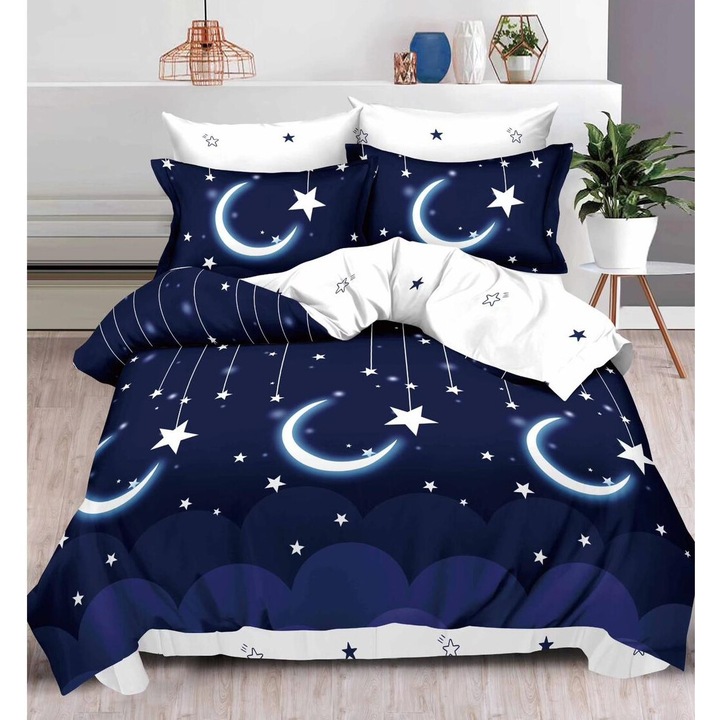 Set Lenjerie de pat 6 piese Finet Gros, bumbac, 2 fete, pucioasa, Melek01