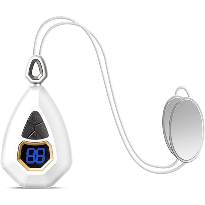 Електрически уред за лимфен масаж, на цервикална област, шия, гръб, рамене, ръце, 5 режима на работа, акупунктура, физиотерапия, мускулен стимулатор, EMS технология, електромагнитни импулси, функция за нагряване, USB зареждане, преносим, БЯЛ