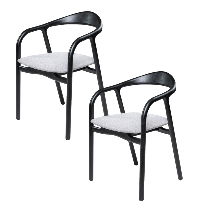 Set de 2 scaune din stejar biomorf, culoare neagra, 5-6 kg