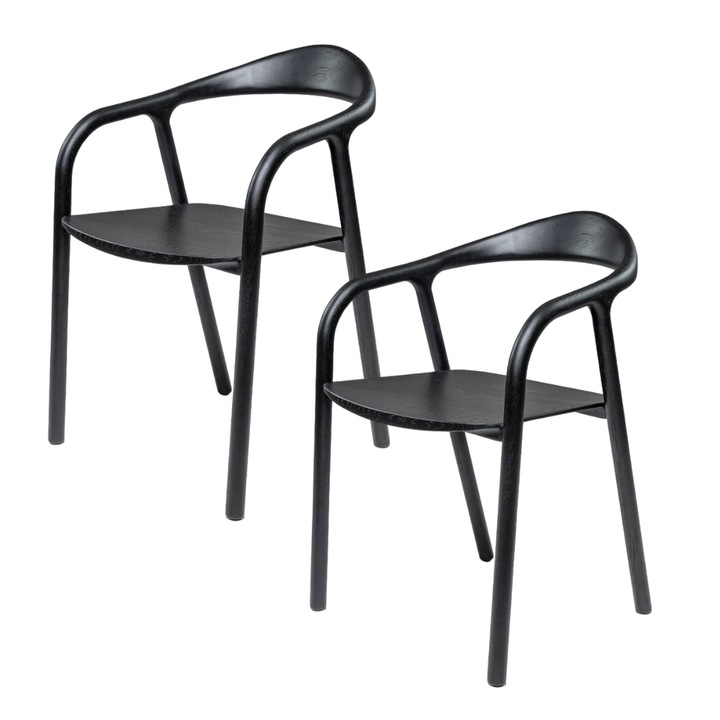 Set de 2 Scaune Biomorfice din Stejar Negru, 5-6 kg, 100 kg capacitate maxima