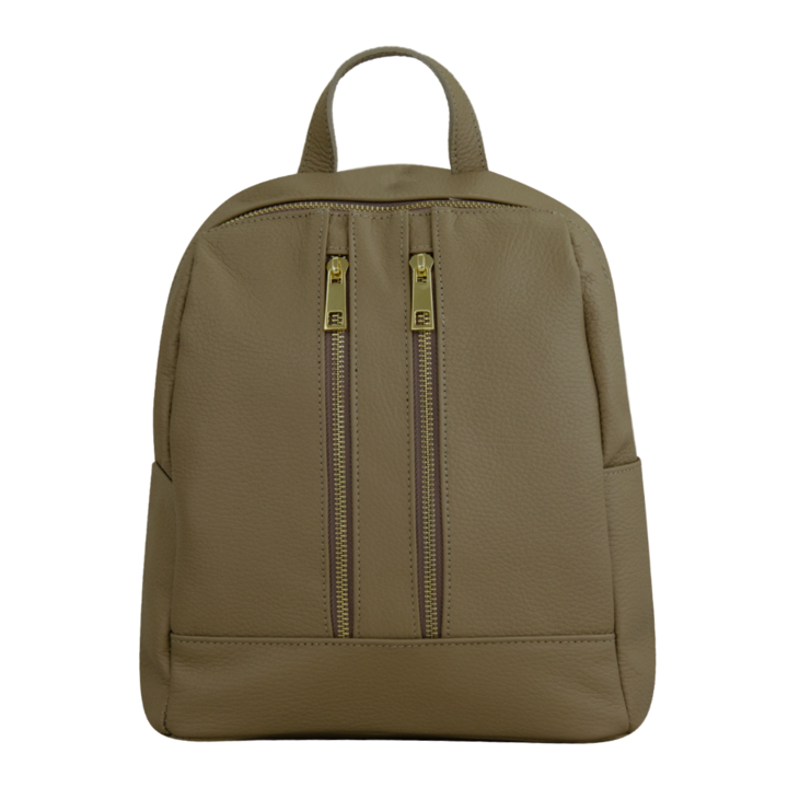 Női hátizsák valódi bőrből, Eva Bags, Ana 2 sötét bézs, 26x28x12