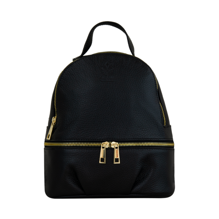 Rucsac de dama din piele naturala Eva Bags, Anda 2 negru mat, 23x24x12