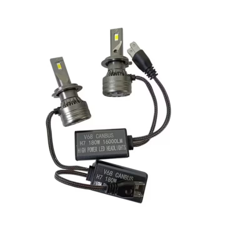 Set 2 becuri auto LED H7, 12V, 180W, 6000K, Canbus, 16000Lm, INELAG