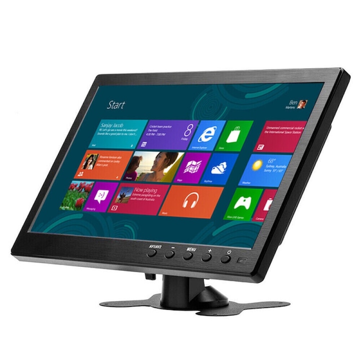 Монитор за кола HD 10.1", Bedee, HDMI/VGA/AV, 1024x600, преносим, Черен