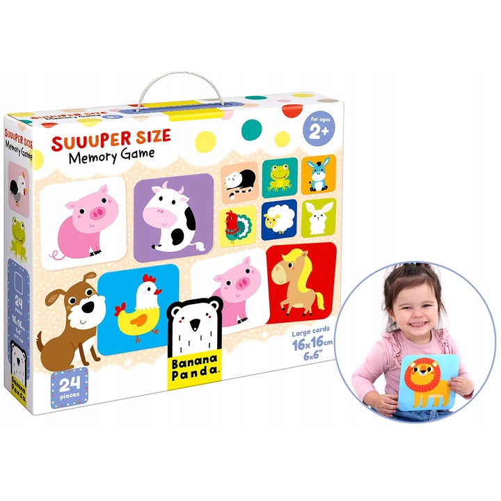 Jocuri si educative, joc memorie, animale, Banana Panda, 16x16 cm