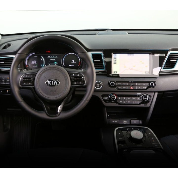 Folie Protectie Navigatie Kia e-Niro 2018+, Duragon, protectie Display Navigatie, silicon Mat, Anti-zgarieturi, Anti-amprenta, Anti-reflex, Regenerabila, Flexibila, Anti-Shock, kit instalare