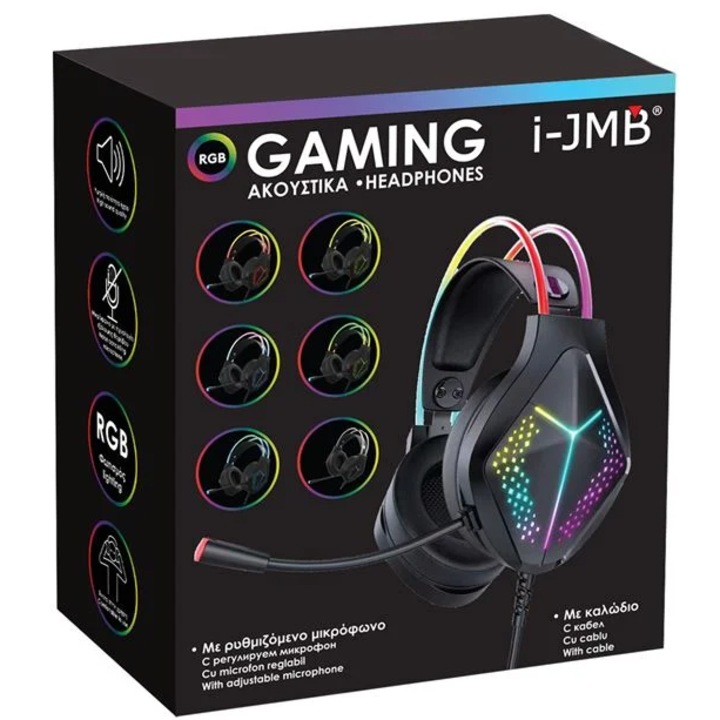 Геъмърски слушалки с микрофон и RGB светлина Висококачествен звук и регулируем микрофон с технология за шумопотискане