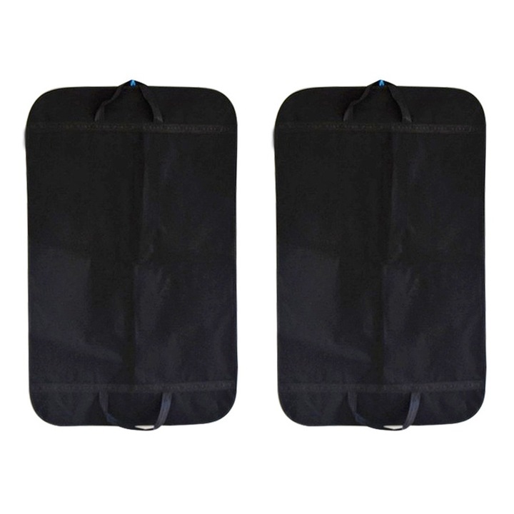 Set 2 Geante Costume Premium Netesuta AjieQaQ Geante Pliabile pentru Calatorie cu Maner, Dimensiuni 100x60cm | Sistem Dublu Strat Anti-Indoire pentru Costume, Paltoane si Camasi Negru