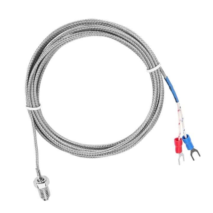 Senzor de temperatura termocuplu Tip K, Enforose, 0-400°C, cablu 3m, filet M8
