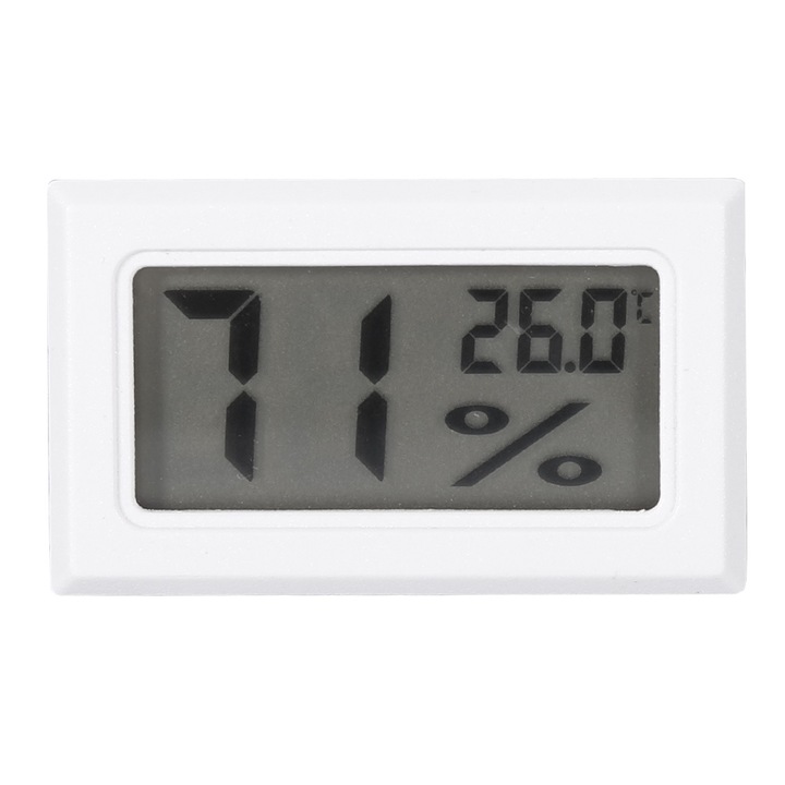 Цифров LCD термометър, Mmgoqqt, компактен, бял, за вътрешна употреба
